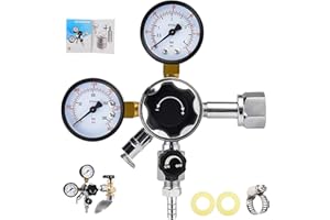 MRbrew Keg CO2 Regulator, Kegerator Regulator CGA-320, 0-60 PSI Working Pressure, 0-3000 PSI Tank Pressure, Beer Regulator, Co2 Tank Pressure Regulator with Safety Pressure Relief Valve