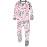 Burt's Bees Baby baby-girls Sleeper Pajamas, Zip Front Non-slip Footed Sleeper Pjs, 100% Organic Cotton