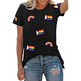 Pride T Shirts Women Rainbows Heart Graphic Tees Shirts LGBT Shirts Casual Short Sleeve Tops