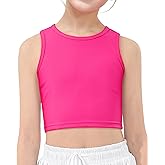 HASMES Girls Athletic Tank Tops Sleeveless Round Neck Basic Cute Dance Crop Tops for Kids 6-14Y