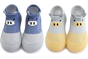 HOVELL Baby Non Slip Socks Shoes Toddler Girls Boys First Walking Shoes Infant Indoor Floor Slipper Sneakers 2 Pairs