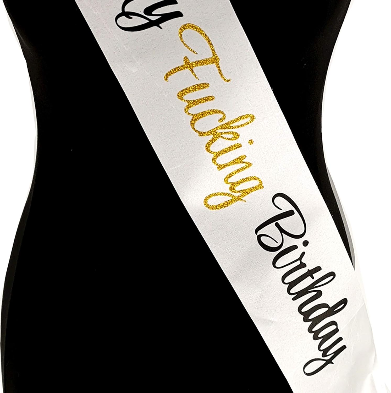 LP Lifestyle White With Black & Gold Writing ‘It’s My F***ing Birthday’ Sash, White, Black, Gold - Image 5