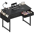DLisiting Small Desk with Fabric Drawers for Bedroom, 32 Inch Small Gaming Desk with 2 Drawers for Small Space, Study Writing Table PC Desks, Black