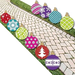 Big Dot of Happiness Colorful Ornaments Lawn Decorations - Outdoor Holiday and Christmas Yard Decorations - 10 Piece