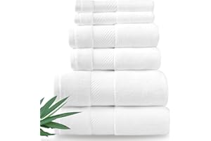 Alusa Home Ultra Soft & Plush Viscose from Bamboo Bath Towels - 700 GSM Luxury Bath Towels - 6 Piece Set - Super Absorbent & Quick Drying (White)