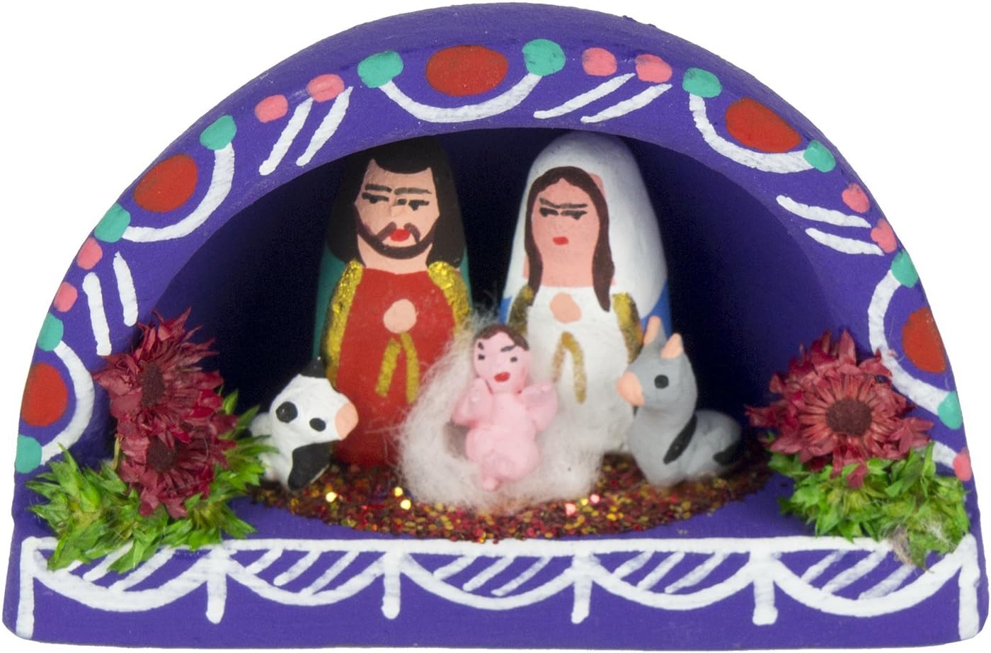 Mini Nativity From Guatemala Folk Art Purple #4