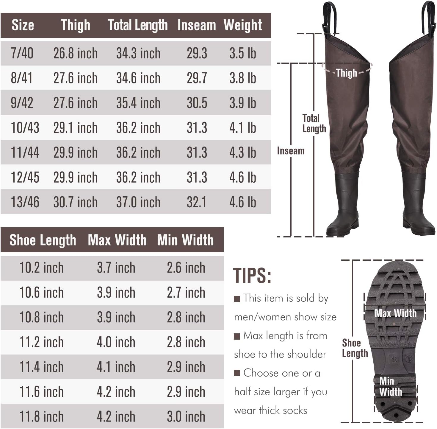 OXYVAN Hip Waders Lightweight Fishing Waders for Men Women with Boots 2-Ply PVC/Nylon Waders for Women Men with Boots (Green and Brown) : Sports & Outdoors