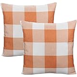 orange buffalo check pillows