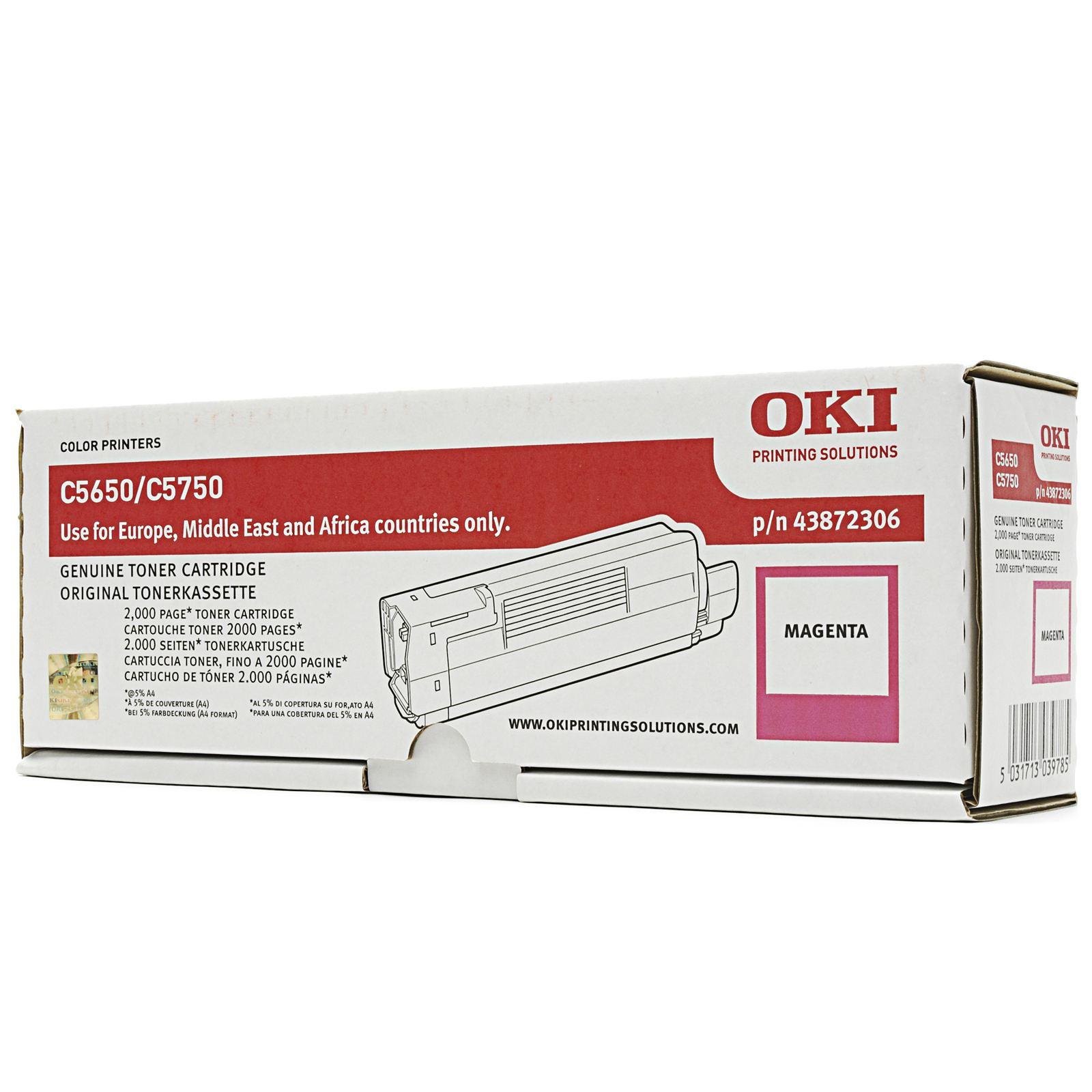 OKI C5650 Toner Cartridge 2000 Pages - Magenta