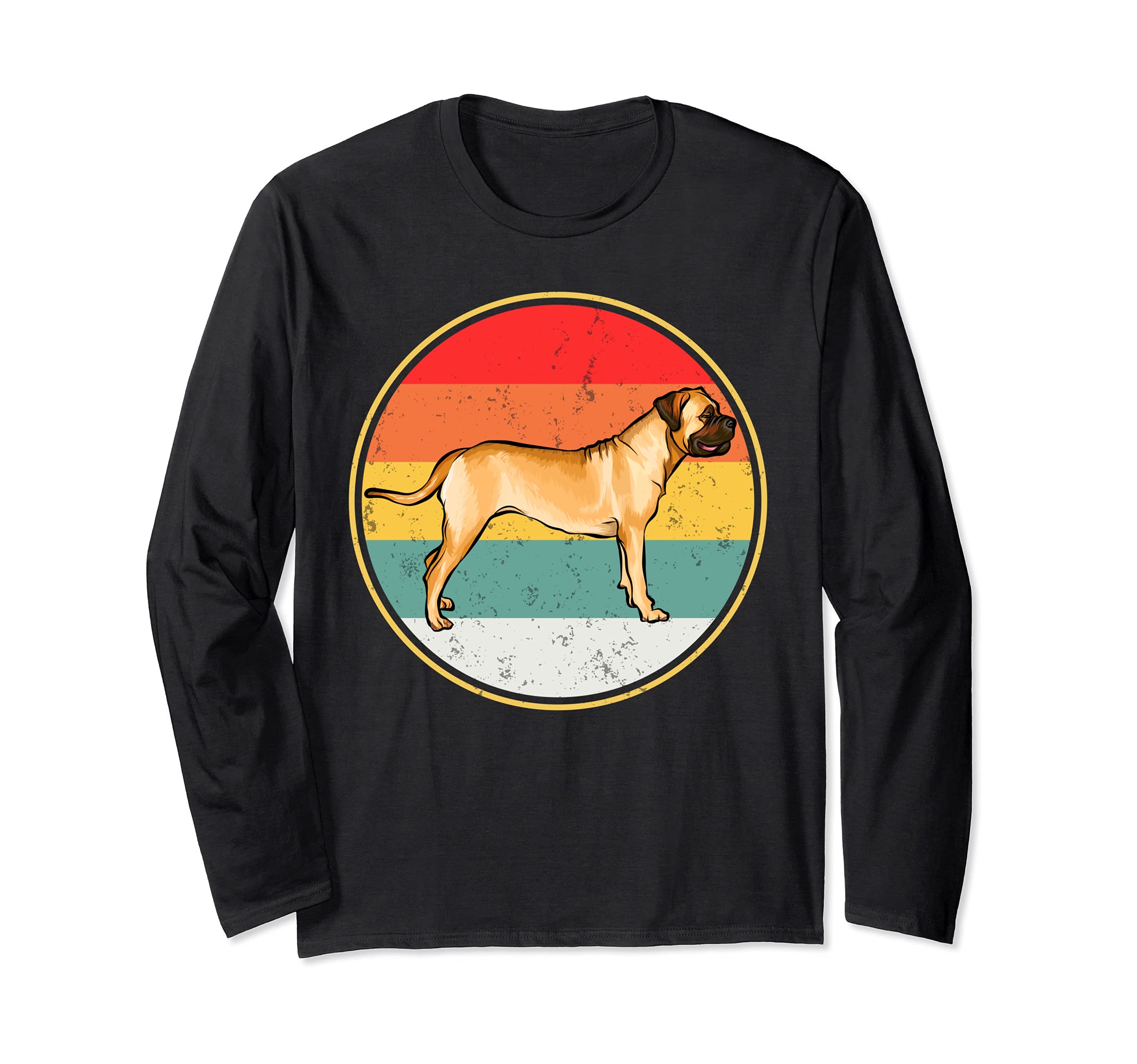 Vintage Retro Sunset Bullmastiff Dog Long Sleeve T-Shirt