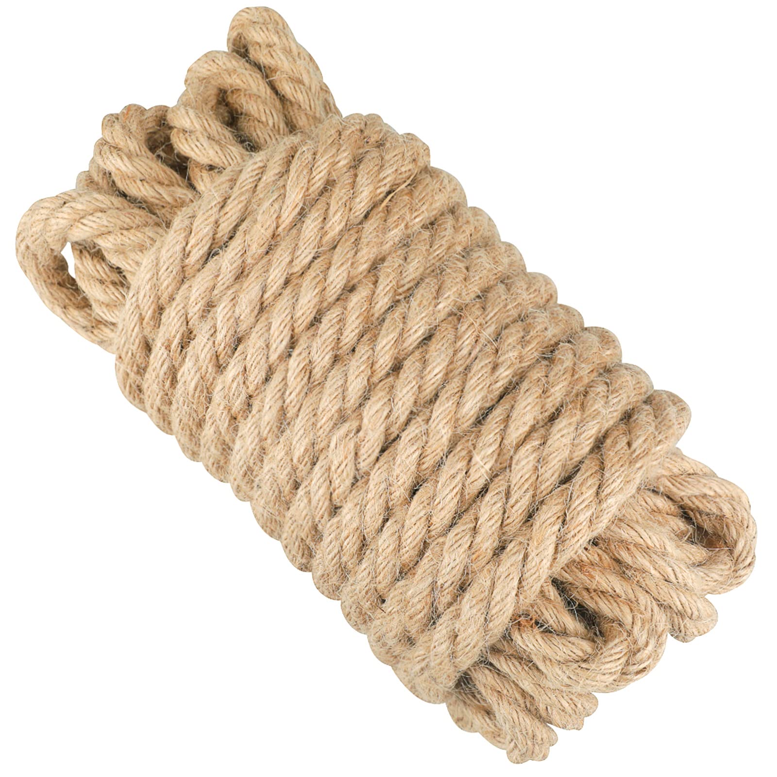 KINGLAKE 12 mm Thick Jute Rope String 10 m 4-Ply Hemp Rope Strong Jute Garden Twine For Wrapping, Home Decoration, Gardening Bundling,Beige