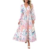 Maxigerui Women's Long Sleeve Floral Maxi Dress 2026 Spring Summer Wedding Guest Dress