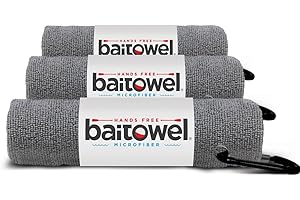 BAITOWEL Bait Towel 3 Pack Fishing Towels with Clip, Plush Microfiber nap Fabric, 16x16, The Original Bait Towel Value 3 Pack