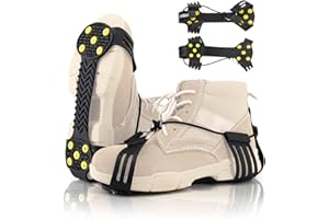 Xproutdoor Ice Cleats Snow Grips, Non-Slip Traction Crampons 10 Steel Studs with Extra 20 Replacement Studs, for Shoes/Boots, Snow Ice Walking