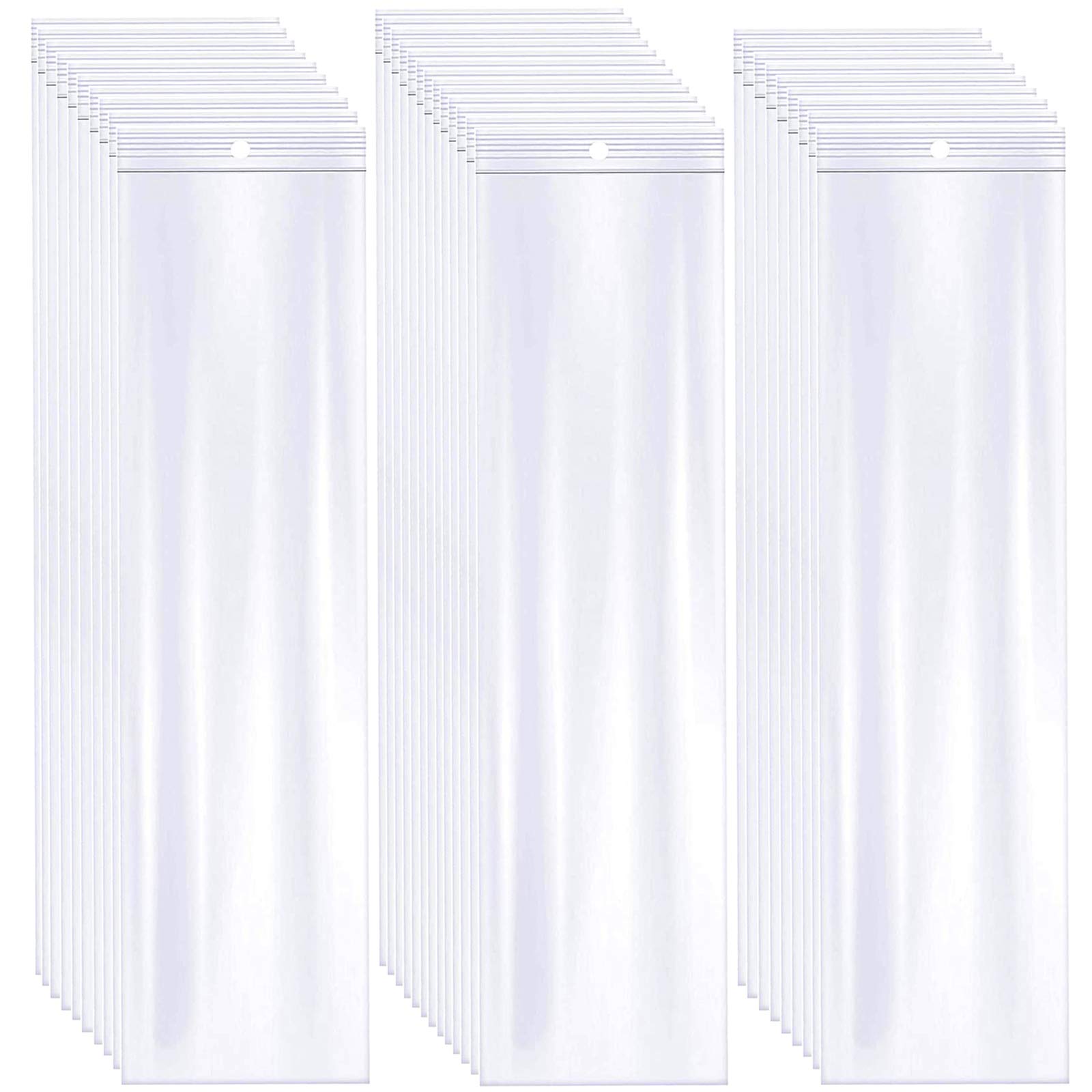 Photo 1 of 3" x 12" Reclosable Long Plastic Bags with Hang Hole for Packaging Necklaces & Jewelry, 2 Mil, Clear Zipper Bags (Pack of 100)