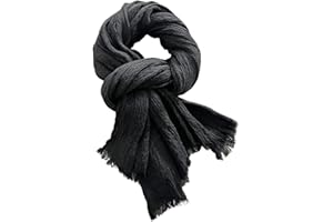 Men's Winter Scarf - Cotton Linen Blend, Soft Warm Neckerchief With Tassels