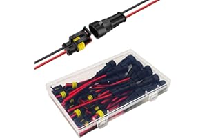 Twippo 18 AWG 2 Pin Waterproof Connector 2 Pin Automotive Electrical Connectors Quick Disconnect 2 Wire Connectors with 18 Gauge Wire (10 Kits)