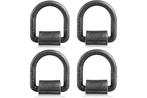 JOYOKYOPK 4 Pack Heavy Duty Weld On D-Ring for Trailer 1/2 Inch 12000 LBS. Stake Pocket D Rings Truck Tie Down Anchor, Black(1/2 Inch)