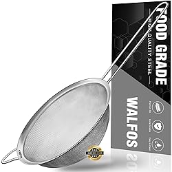 Walfos 6.3 Inch Fine Mesh Strainer, Premium