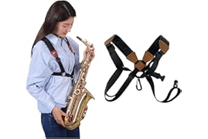 BEAUTI4U Saxophone Harness, Double Shoulder Adjustable Sax Strap Comfortabl Neck Strap for Alto Saxophone, Reduce Neck Stress