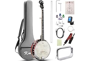 Kmise Banjo, 5 String Electric Acoustic Banjos with Remo Head Full Size 38 Inch Closed Back with Removable Resonator, Strings Pack, Finger Picks, Strap, Case for Beginners Adults Starter Gift
