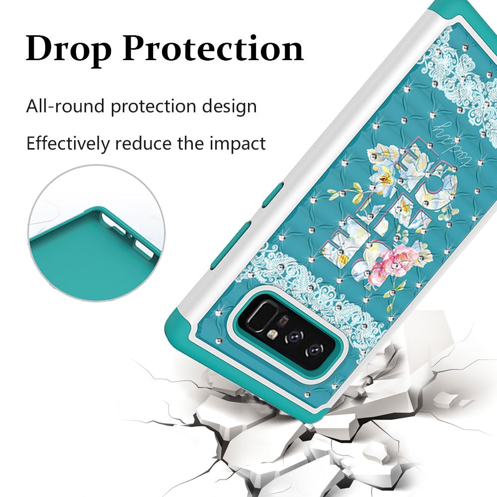 Note 8 Case, Galaxy Note 8 Case, MagicSky [Shock Absorption] Studded Rhinestone Bling Hybrid Dual Layer Armor Defender Protective Case Cover for Samsung Galaxy Note 8 (Be Nice)