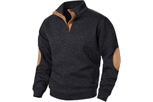 Frostluinai Men Sweatshirt Casual Slim Stand Collar Button Pullover Sweatshirts Soft Lightweight Long Sleeve Color Block Tops