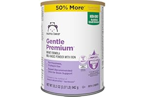 Amazon Brand - Mama Bear Gentle Premium Baby Formula Powder, DHA for Brain Support, Immune Blend 6, 2'FL HMO, For Fusiness, Crying & Gas, 33.2 Ounce (Pack of 1)