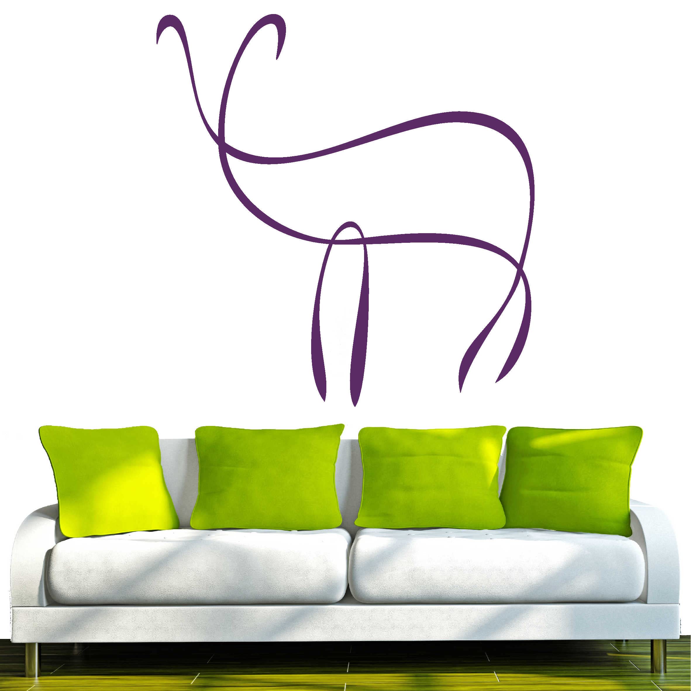 INDIGOS UG Wall Sticker d236 Pretty Deer Tribal 80 x 77 cm Purple Vinyl 80 x 77 x 1 cm