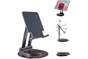 BHHB Tablet Stand, Tablet Holder Adjustable, Tablet Stand with 360 Degree Rotating Base for iPad/iPad Pro/Air/Mini, iPhone, Huawei, Galaxy, Kindle/Smartphones and More 4.7-15.6 Inch Devices (Black)