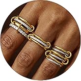 ACLOKOO 4 Pack Interlocked Stackable Rings for Women - 14K Gold Plated Statement 4 Mixed Metals Multi Ring Stack - Cubic Zirconia Two-Toned Connected Bands Stacking Jewelry