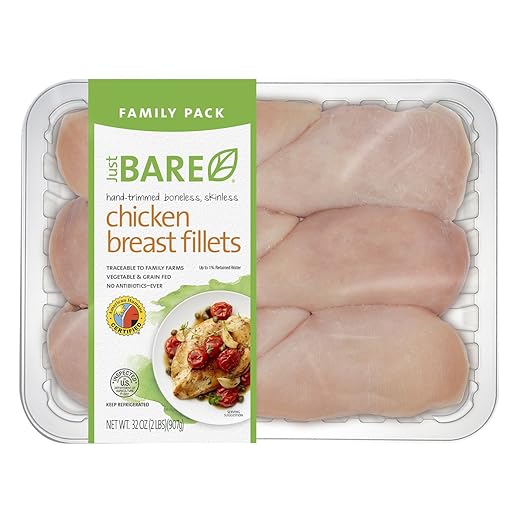Just BARE Chicken, Hand-Trimmed Boneless, Skinless Chicken Breast Fillets, Family Pack, 2 lb