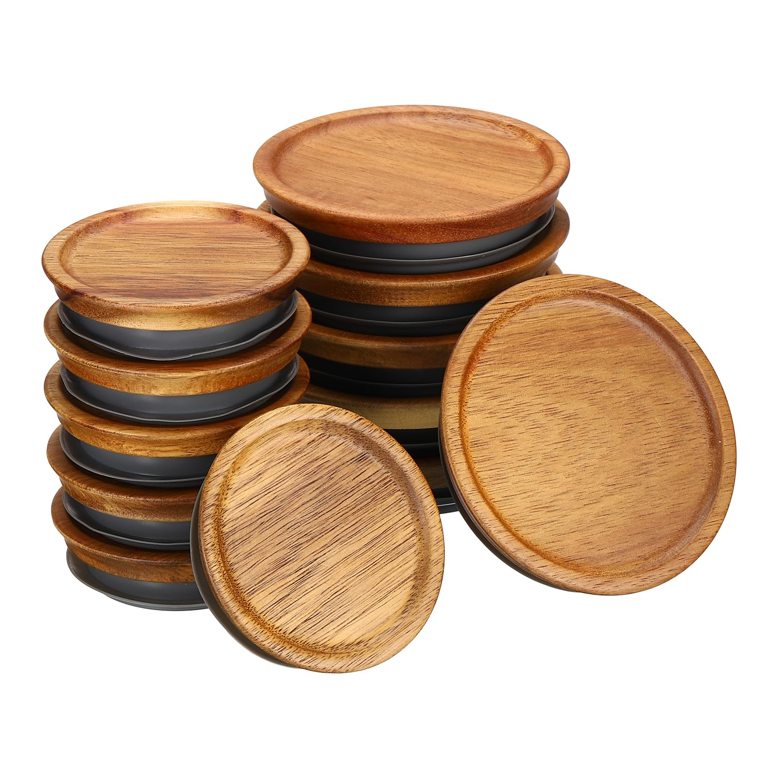 PATIKIL Mason Jar Lids Wooden Storage Canning Jar Lids Ball Jars Wooden Lids with Airtight Silicone Seal Ball Wooden Lids (6 Regular and 6 Wide)