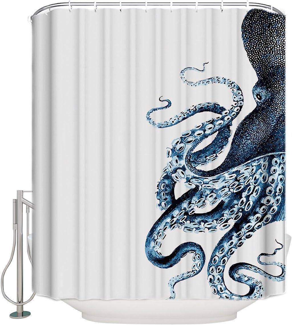 Cloud Dream Octopus Shower Curtain, Blue Kraken Bathroom Decor Waterproof Fabric Polyester Sets with Hooks,60"(w) x 72"(h