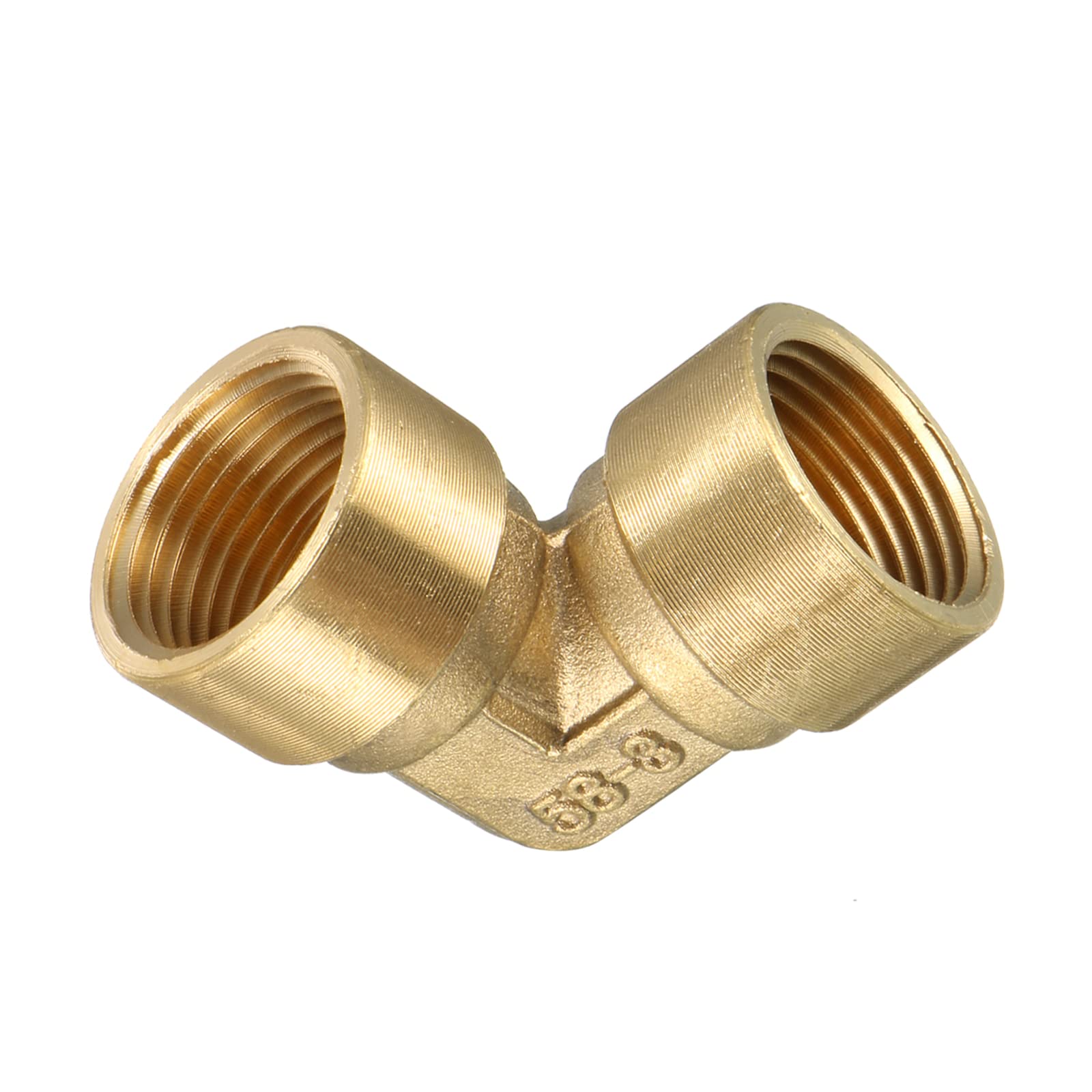 DTGN 3/8 PT x 3/8 PT (Female x Female) 90 Degree Brass Pipe Fitting - Good for Water Pipe System - Brass Elbow Adapter - Gold Tone