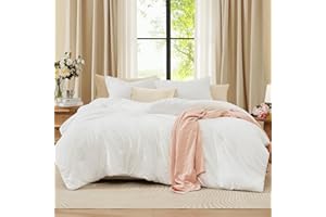 WRENSONGE Queen Comforter Set, 3 Piece White Comforter for Queen Size Ded Soft Microfiber Bedding Sets Queen (1 Fluffy Comforter with 2 Pillow Shams) - Warm Queen Size Comforter Sets for All Seasons