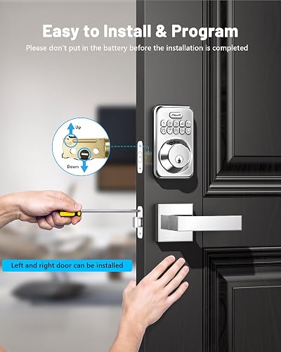 Keyless Entry Door Lock With Keypad & Handles - Auto-Lock, Anti-Peeping Code, Easy Install (No Wi-Fi Needed) - View #4