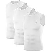 Roadbox 3 Pack Mens Sleeveless Compression Shirt, Cool Dry Athletic Workout Tank Top, Sports Running Gym Base Layer Shirts