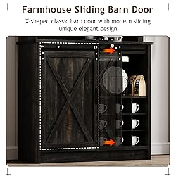 4ever2buy Farmhouse Coffee Bar Cabinet with Sliding