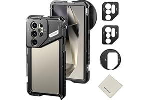 NEEWER S24 Ultra Phone Cage with 67mm Filter Adapter, 17mm Lens Backplate, T Mount Lens Adapter, Cleaning Cloth, Smartphone V