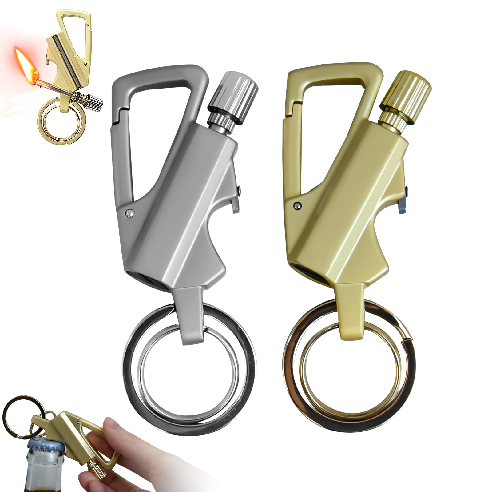 Photo 1 of 2 Pack Permanent Match Infinity Lighter, Permanent Match Infinity Lighter with Multitool Keychain Bottle Opener, Keychain Multitool for Camping & Hiking, Gift for Man