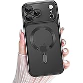 tharlet Magnetic for iPhone 17 Pro Max Case 6.9" Cute Clear Luxury Plating Edge Bumper with Full Camera Lens Protection [Compatible with Magsafe] [Military Grade Drop Protections] Black