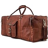 Berliner Bags Vintage Genuine Leather Duffle Bag New York XXL for Travel or the Gym, Weekender, Travel Bag, Overnight Bag for Men and Women - Brown