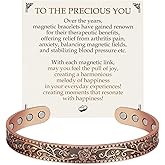 Feraco Pure Copper Bracelets for Women, 12X Enhanced Strength Magnetic Cuff Bangle for Women, 3800 Gauss Neodymium Magnets, Adjustable (Rosevine)