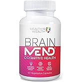 Health IS Wealth BrainMEND, Organic Advanced Brain Booster & Nootropic, Brain Supplement - Contains Lions Mane Mushroom, Baco