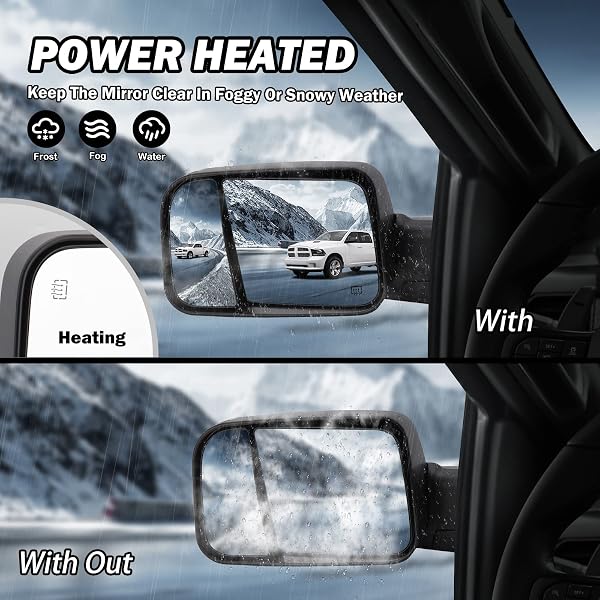 MOFOAP DRIVER SIDE MIRROR COMPATIBLE WITH 2009-2018 DODGE RAM 1500,2010-2018 DODGE RAM 2500 3500,TOW MIRRORS WITH POWER GLASS HEATED TURN SIGNAL LIGHT PUDDLE LAMP(BLACK)