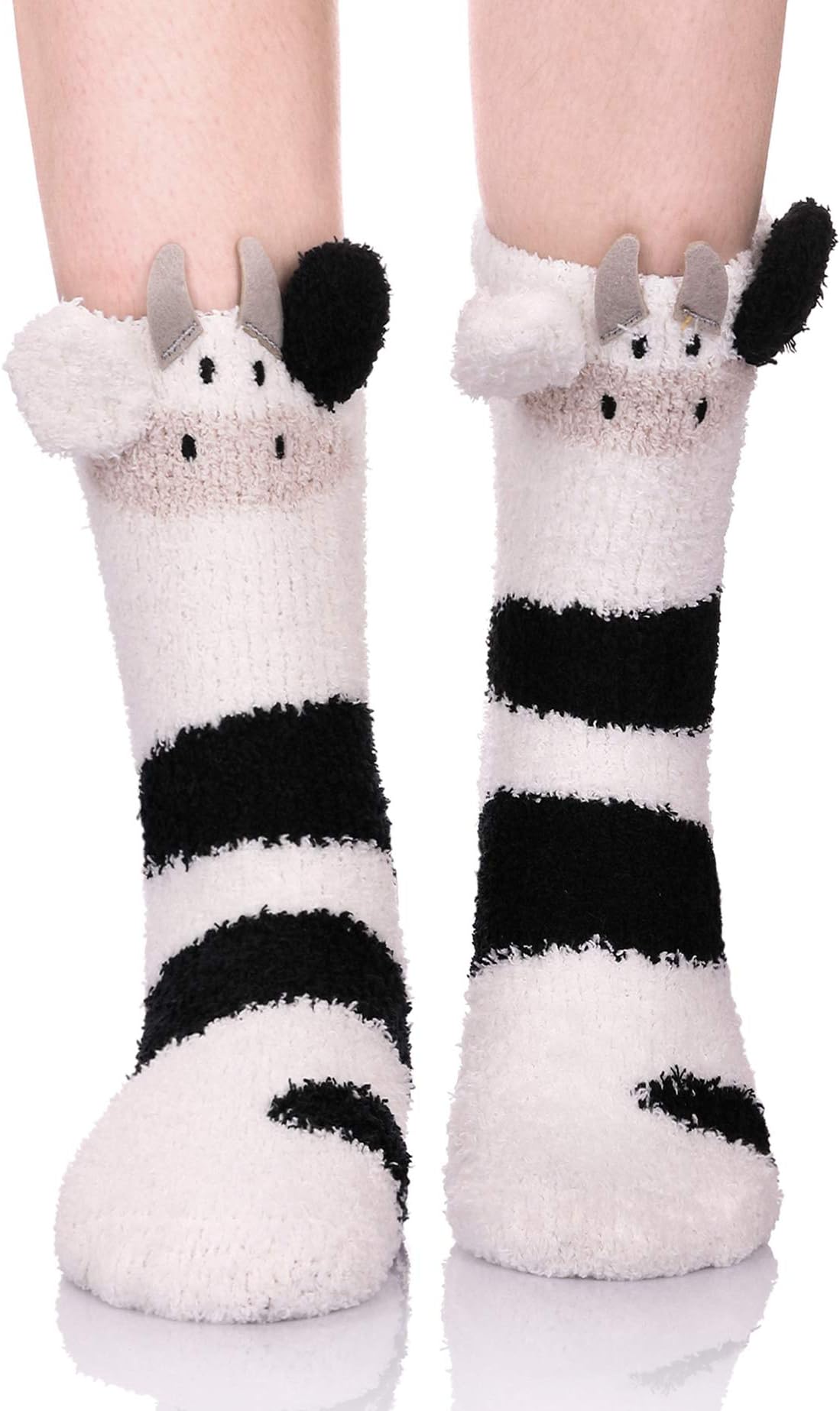 MIUBEAR Women Girls 3D Cute Animals Giraffe Cat Cow Super Soft Warm Slipper Sleeping Winter Fuzzy Crew Socks