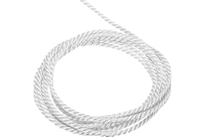 MECCANIXITY Twisted Cord Trim, 5 Yard 2mm 3-Ply Twine Braided Rope Shiny Thread String for Craft Gift Bag Curtain Christmas Decor, White - 5m