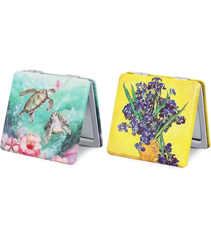 Rechteckiger Kompaktspiegel Mit Van Gogh Irises Motiv – Klein, Faltbar, Für Handtasche & Reisen