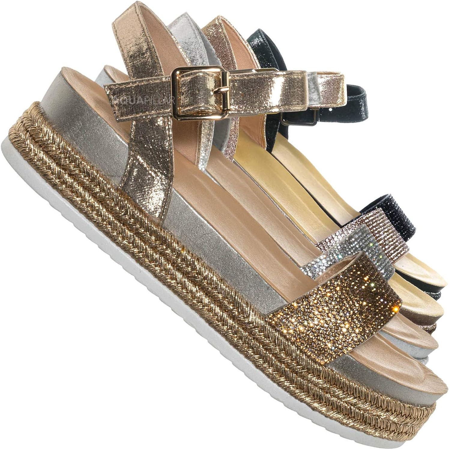 gold flatform sandals